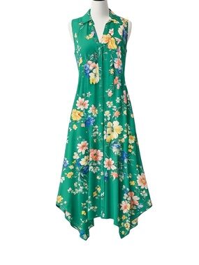 Anthropologie Rory Floral Midi Dress by Maeve sz 8 medium green